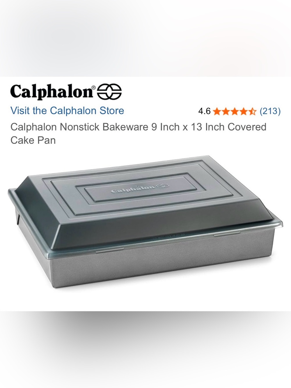 NWOT Calphalon Nonstick Bakeware 9 Inch x 13 Inch Covered Cake Pan